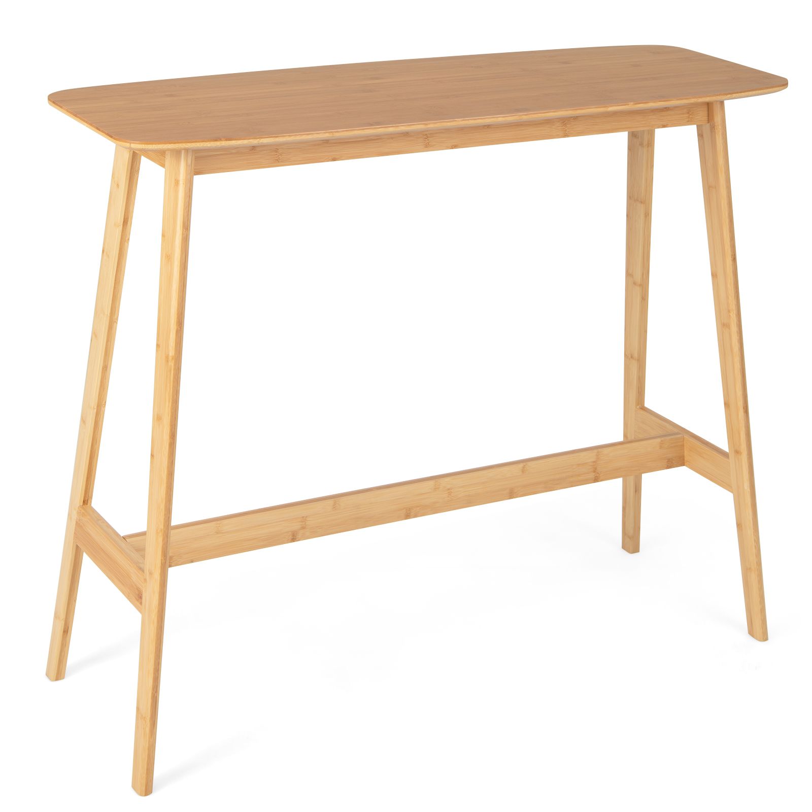 120x45x99cm Bamboo Bar Table with Footrest and Footpads for Home Kitchen